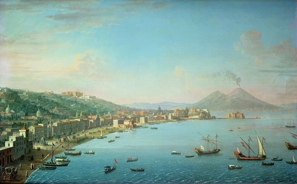 Napoli dalla baia, con il monte. Il Vesuvio sullo sfondo
